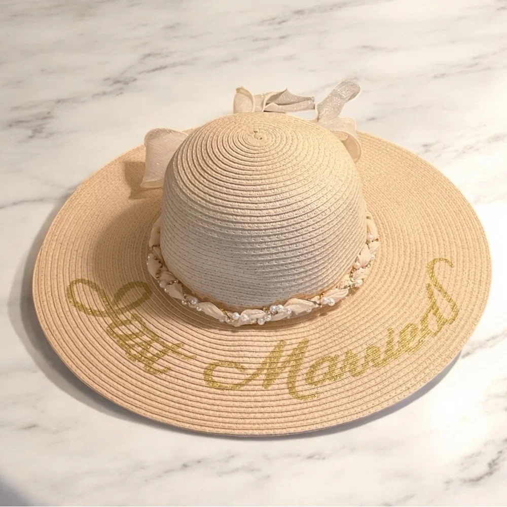 Just Married Floppy Sun Straw Hat